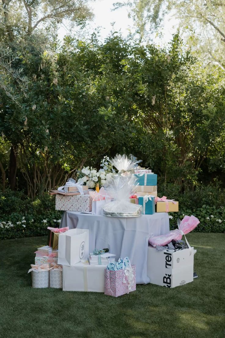 Indianapolis outdoors with bridal shower gifts